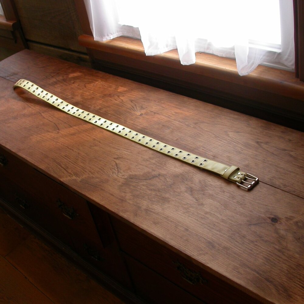 Yellow Leather Double Studded Belt